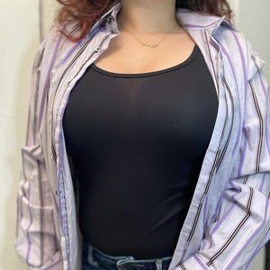 Purple stripped button up dress shirt long sleeved